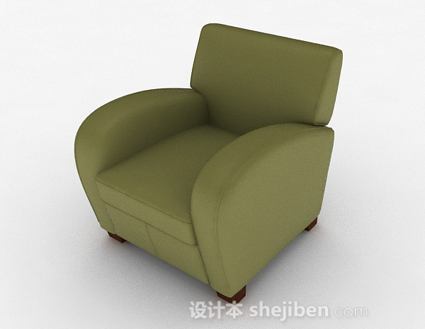免费绿色简约单人沙发3d模型下载