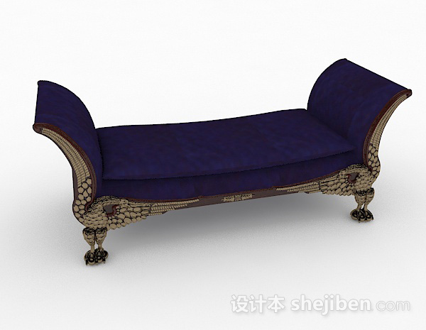 欧式蓝色沙发凳3d模型下载