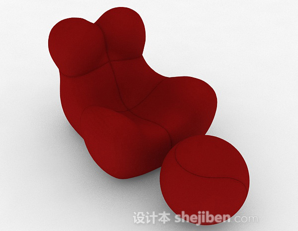 创意个性休闲红色单人沙发3d模型下载
