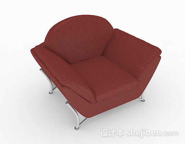 暗红色单人沙发3d模型下载
