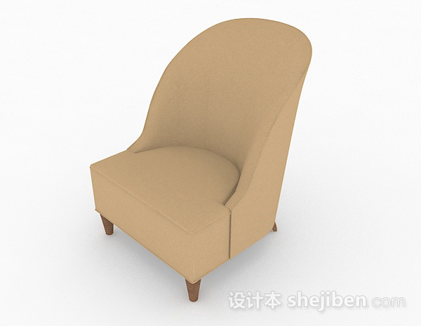 免费美式棕色简约单人沙发3d模型下载