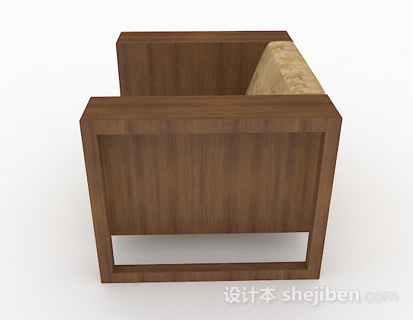 设计本田园棕色木质单人沙发3d模型下载