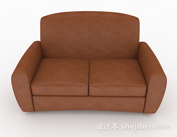 现代风格棕色简约家居双人沙发3d模型下载
