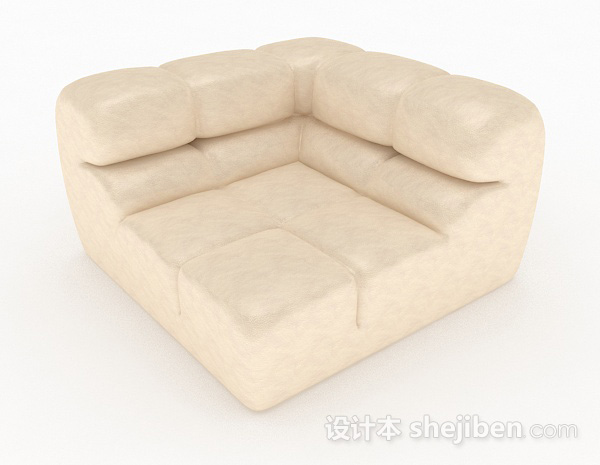 米白色单人沙发3d模型下载