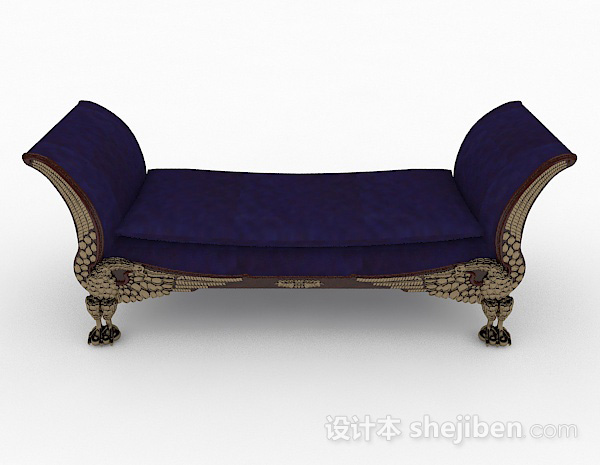 欧式风格欧式蓝色沙发凳3d模型下载