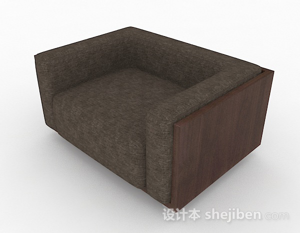 现代风格深棕色简约单人沙发3d模型下载