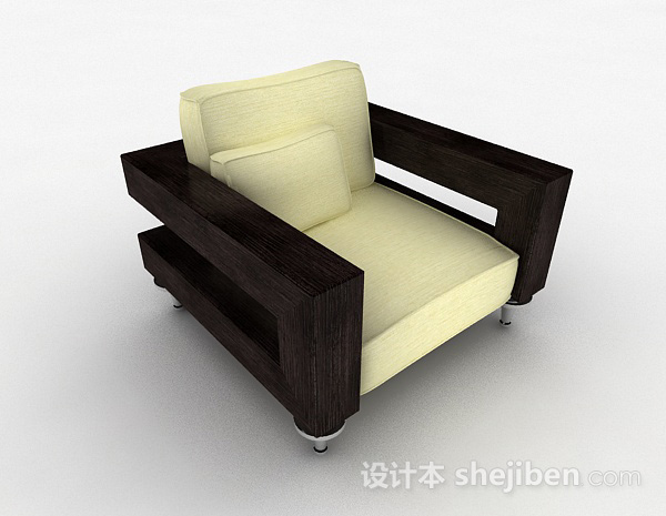 个性黑黄撞色单人沙发3d模型下载