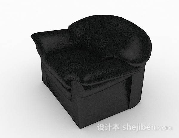 免费黑色简约商务单人沙发3d模型下载