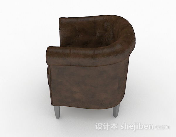 设计本美式棕色家居单人沙发3d模型下载