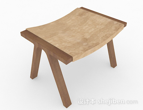 设计本棕色木质休闲凳子3d模型下载