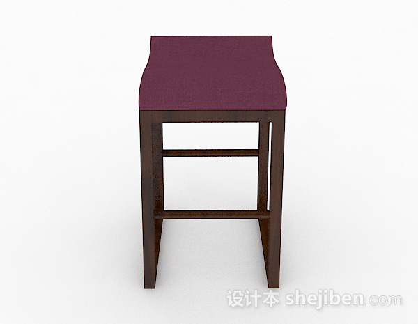 现代风格紫色木质简约休闲椅3d模型下载