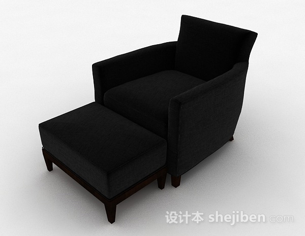 免费深蓝色简约单人沙发3d模型下载