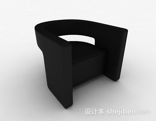 现代风格简约黑色单人沙发3d模型下载