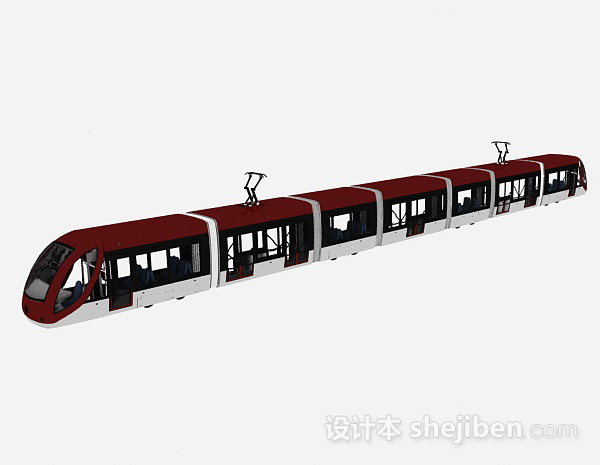 现代风格红色火车3d模型下载