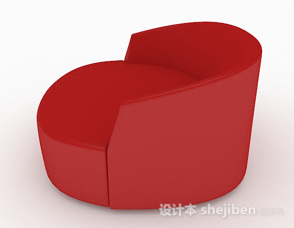 设计本现代简约红色双人沙发3d模型下载