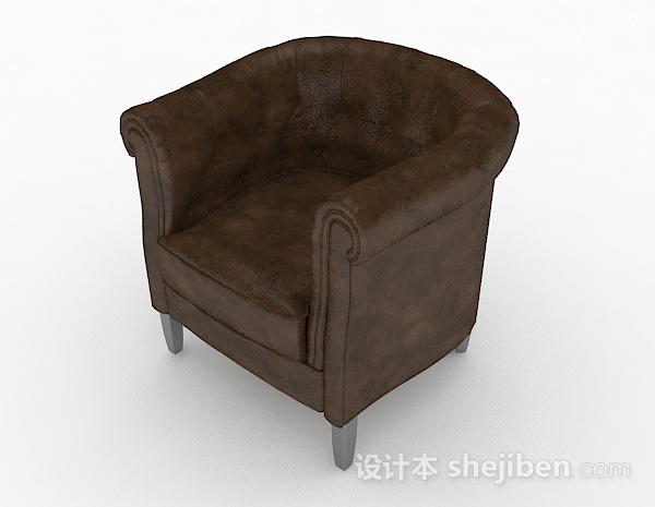美式风格美式棕色家居单人沙发3d模型下载