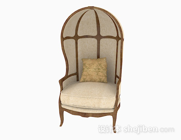 田园风格田园创意棕色单人沙发3d模型下载