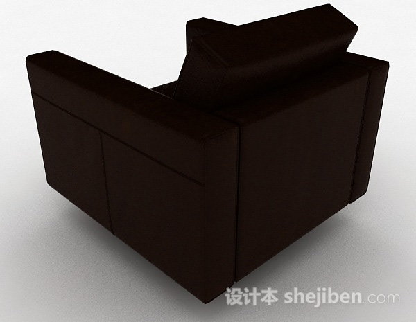 设计本深棕色简约单人沙发3d模型下载
