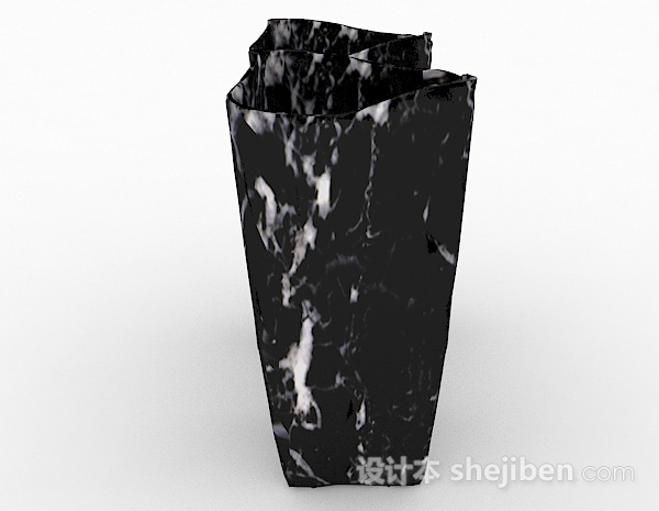 设计本现代风格黑色斑纹方形花瓶3d模型下载