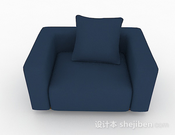 现代风格蓝色家居单人沙发3d模型下载