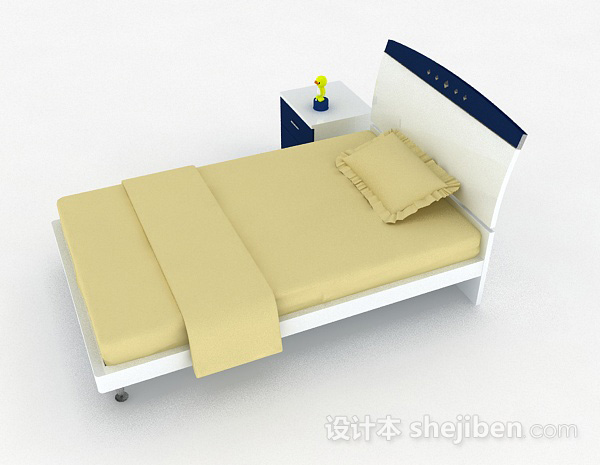 设计本简约家居单人床3d模型下载