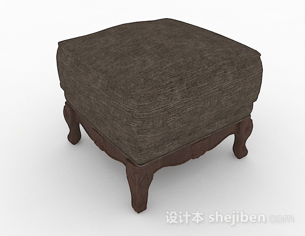 棕色方形沙发凳3d模型下载