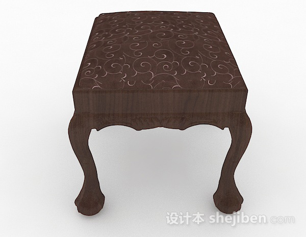 免费棕色木质沙发凳3d模型下载