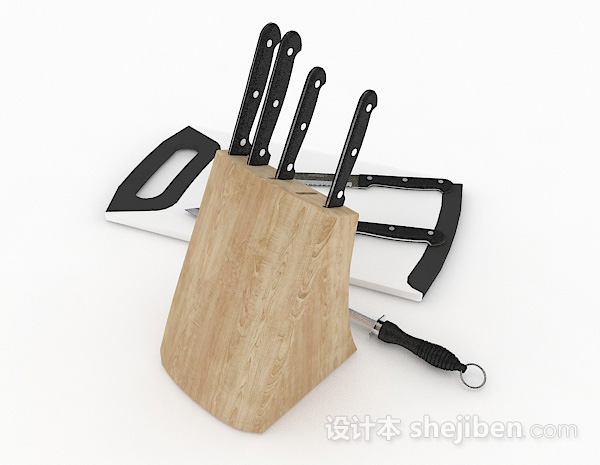 免费厨房刀具组合3d模型下载