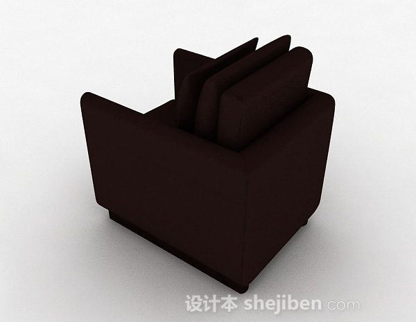 设计本深棕色简约单人沙发3d模型下载