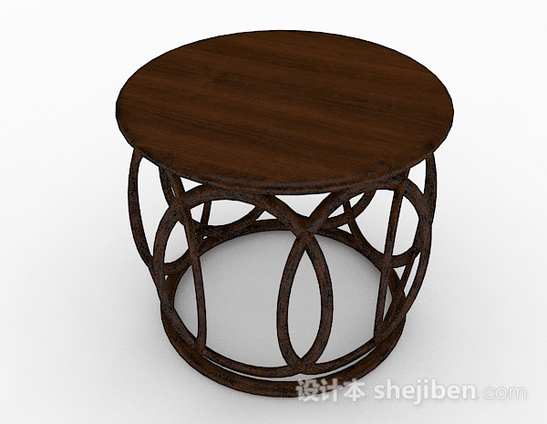 免费中式木质圆凳3d模型下载