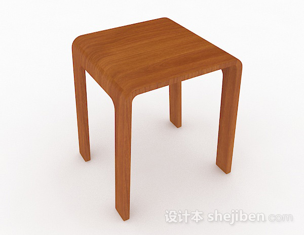 现代风格棕色木质简约休闲椅3d模型下载