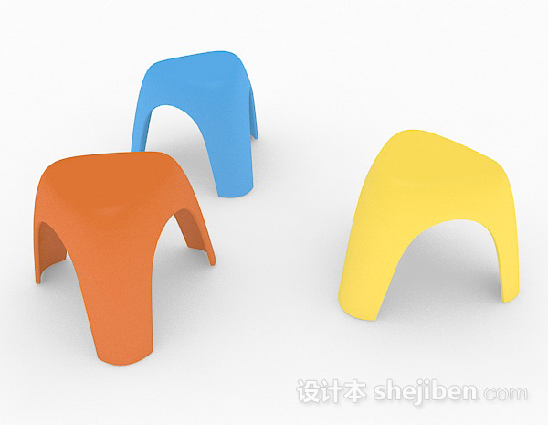 现代风格彩色休闲凳子3d模型下载