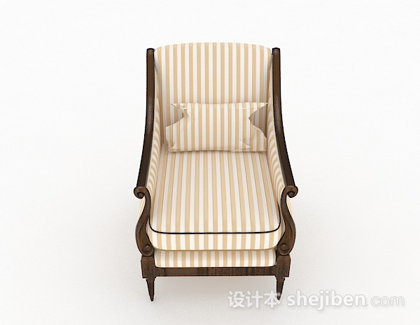 现代风格黄色条纹单人沙发3d模型下载