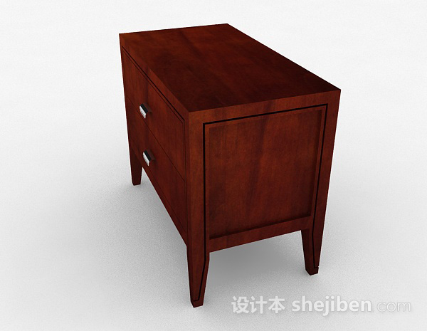 免费木质棕色简约床头柜3d模型下载