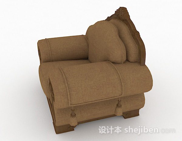 免费欧式家居棕色单人沙发3d模型下载