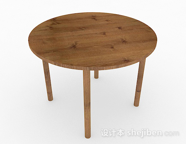 现代风格木质简约圆形餐桌3d模型下载