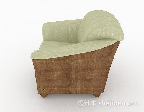 免费田园绿色单人沙发3d模型下载