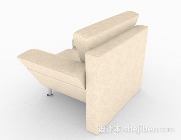设计本米黄色单人沙发3d模型下载
