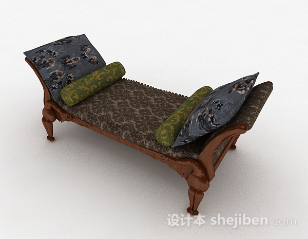 免费中式风格奢华脚凳沙发3d模型下载
