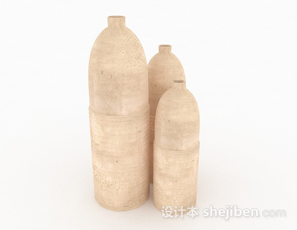 现代风格米白色组合花瓶3d模型下载