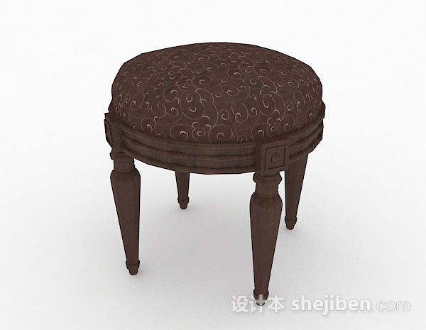 欧式棕色木质凳子3d模型下载