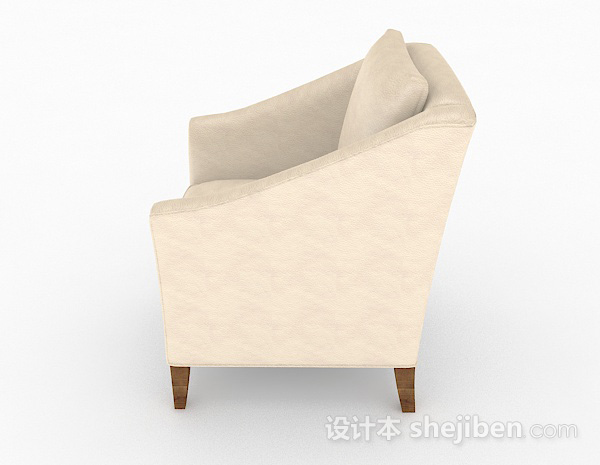 免费浅棕色简约家居单人沙发3d模型下载