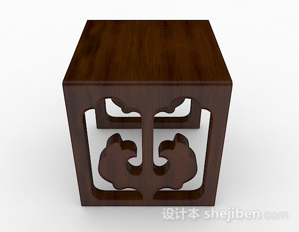 中式风格中式木质凳子3d模型下载