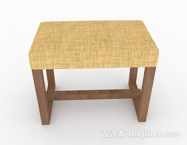现代风格黄色木质凳子3d模型下载