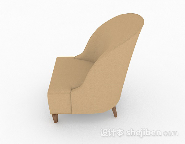 设计本美式棕色简约单人沙发3d模型下载
