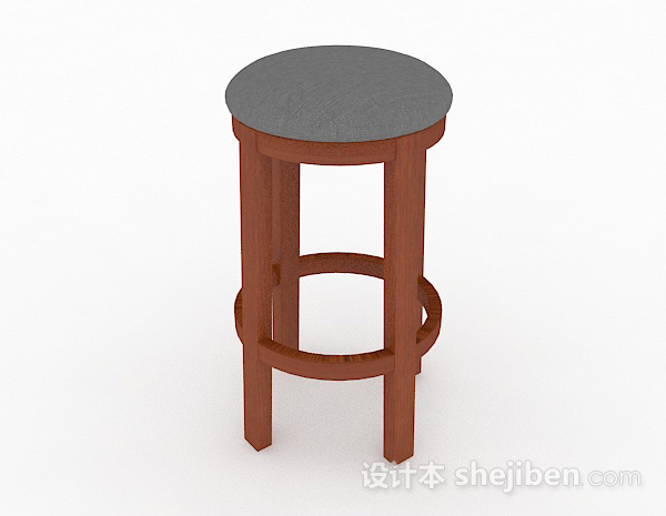家居木质休闲圆凳3d模型下载