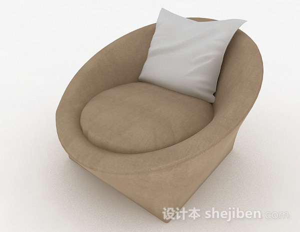 免费棕色简约休闲单人沙发3d模型下载