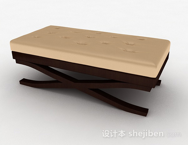 免费现代风格木质柔软脚凳3d模型下载
