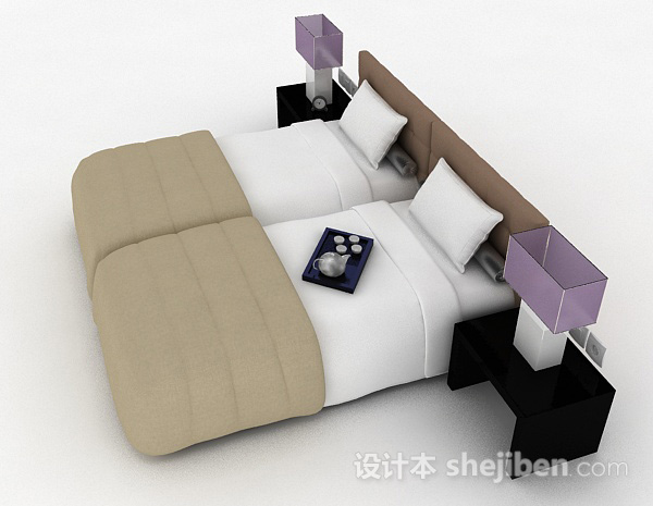 设计本家居单人床组合3d模型下载