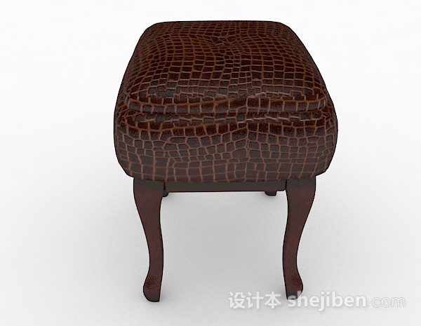 设计本棕色皮质沙发凳3d模型下载